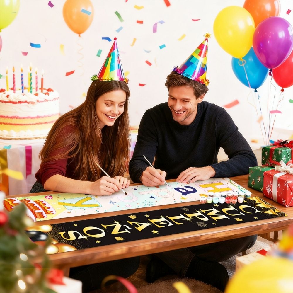 Paint by Numbers Front Door Hanging Banners - Birthday Bunting