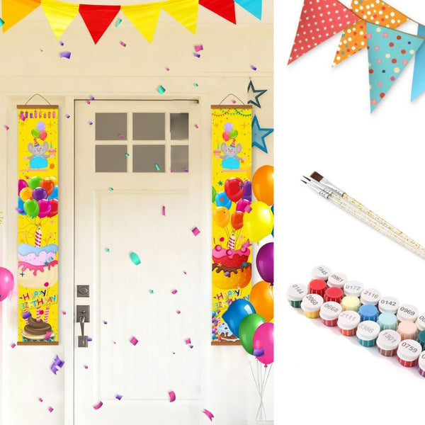 Paint by Numbers Front Door Hanging Banners - Balloon Festoon Figured'Art