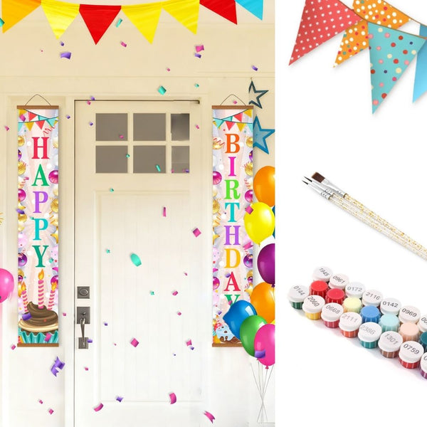 Paint by Numbers Front Door Hanging Banners - Party Decorations Figured'Art