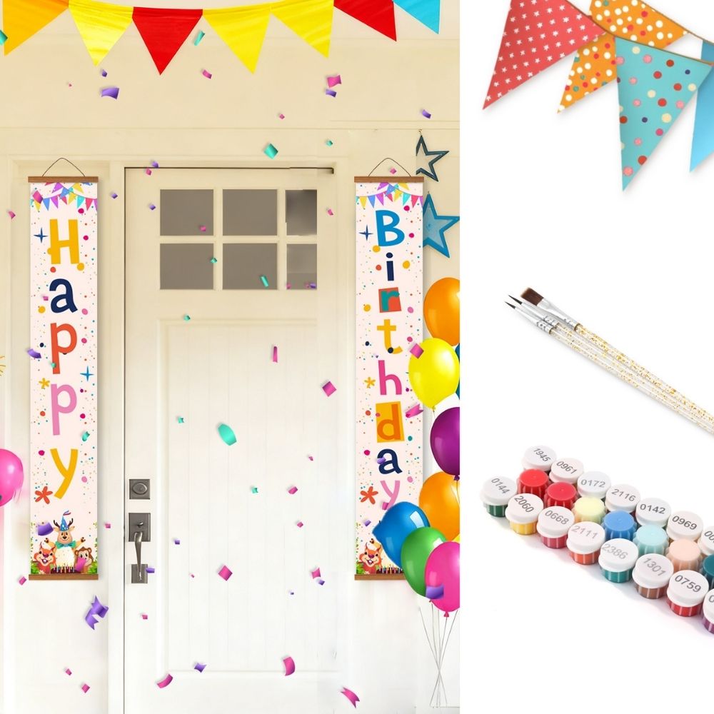 Paint by Numbers Front Door Hanging Banners - Birthday Festoon 2 Figured'Art