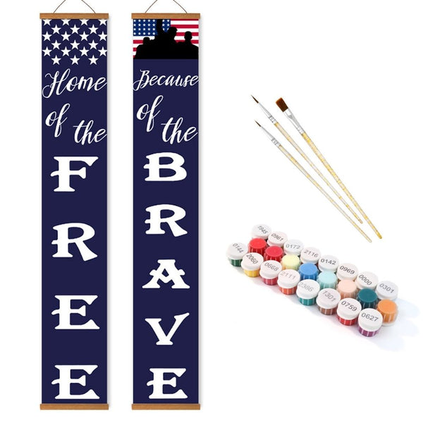 Paint by Numbers Front Door Hanging Banners - Red White Blue