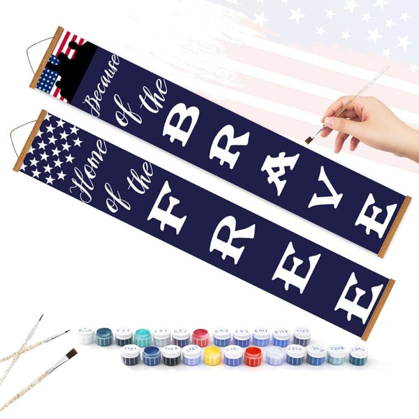 Paint by Numbers Front Door Hanging Banners - Red White Blue