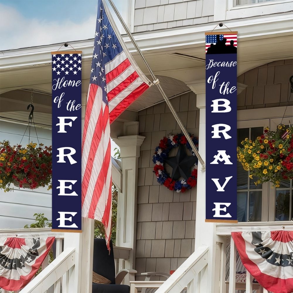 Paint by Numbers Front Door Hanging Banners - Red White Blue