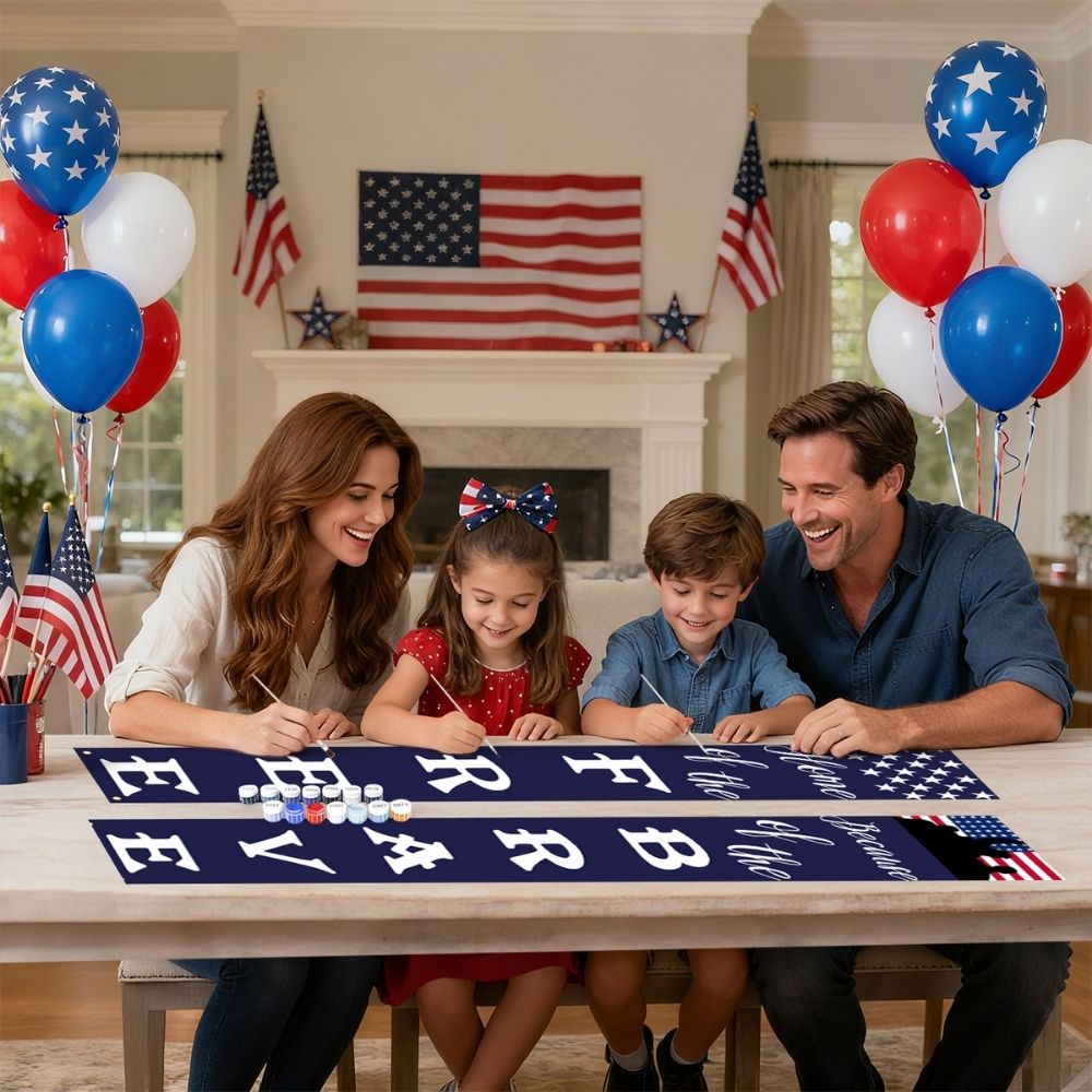 Paint by Numbers Front Door Hanging Banners - Red White Blue