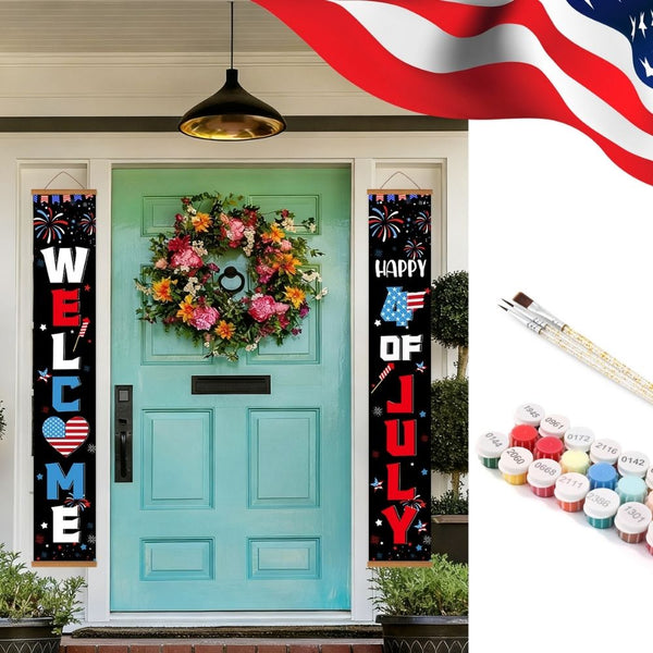 Paint by Numbers Front Door Hanging Banners - Independence Streamers Figured'Art