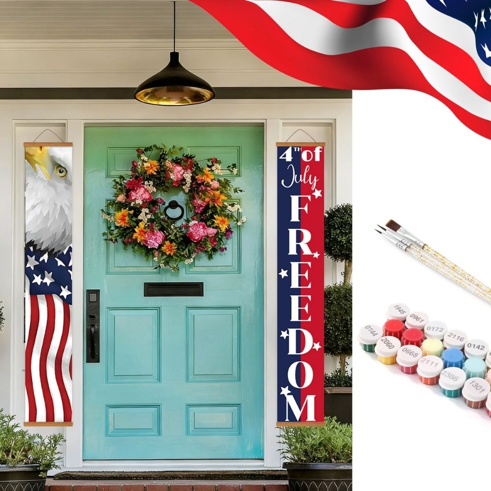 Paint by Numbers Front Door Hanging Banners - USA Party Flags Figured'Art