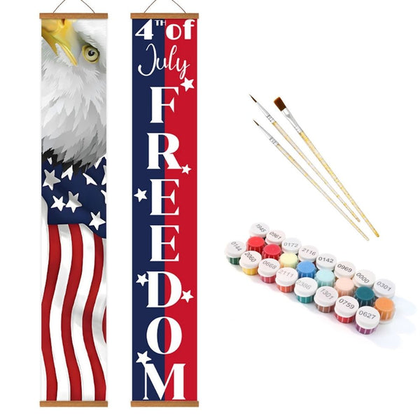 Paint by Numbers Front Door Hanging Banners - USA Party Flags
