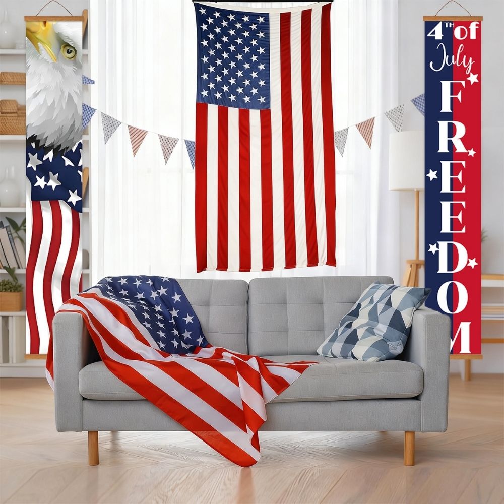 Paint by Numbers Front Door Hanging Banners - USA Party Flags