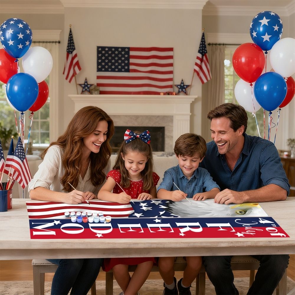 Paint by Numbers Front Door Hanging Banners - USA Party Flags