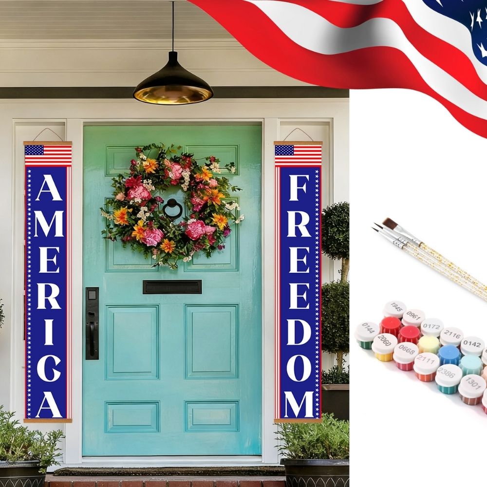 Paint by Numbers Front Door Hanging Banners - Yankee Pennants Figured'Art