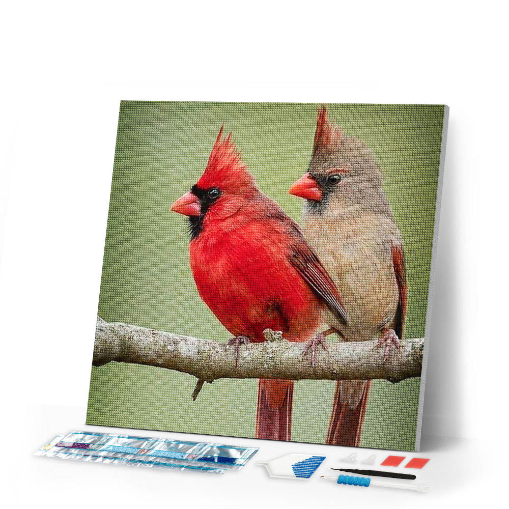 Diamond Painting | Diamond Painting - Two Birds on a branch | animals birds Diamond Painting Animals | FiguredArt