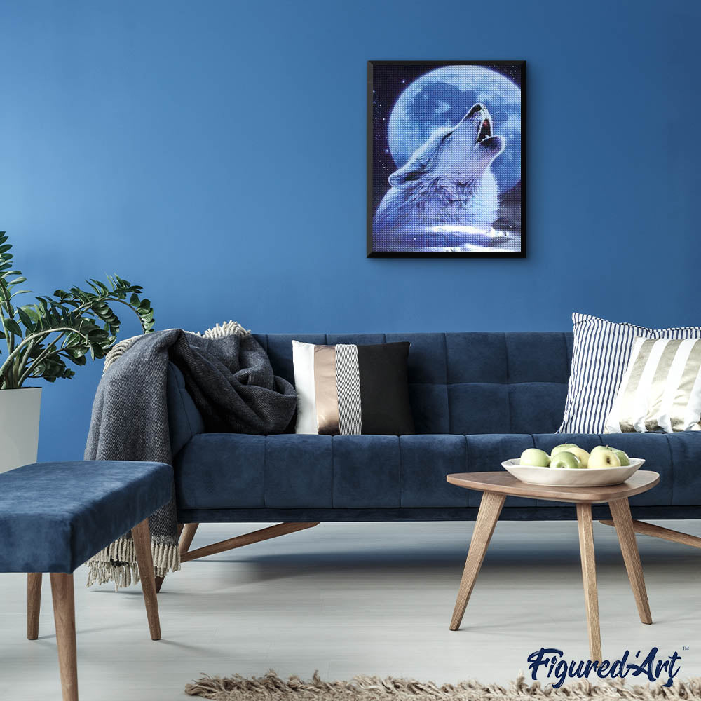 Diamond Painting - Howling Wolf and Full Moon