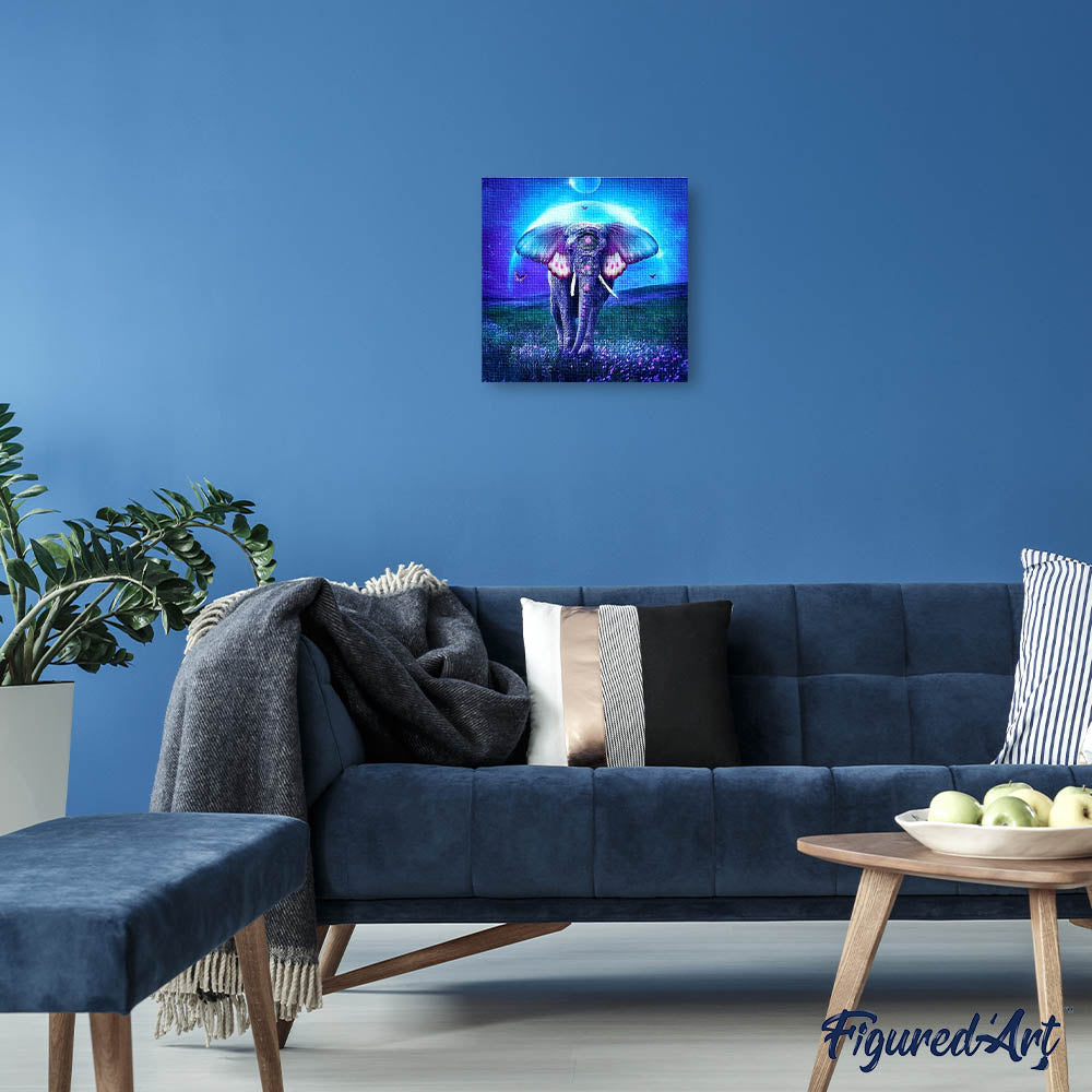 Diamond Painting - Elephant and Full Moon