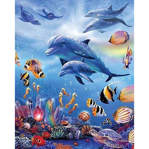 Diamond Painting - Dolphins and sea