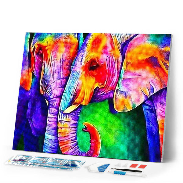 Diamond Painting | Diamond Painting - Elephant Couple | animals Diamond Painting Animals elephants | FiguredArt