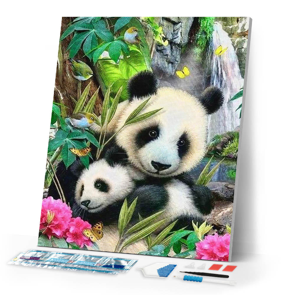 Diamond Painting | Diamond Painting - Family of Pandas | animals Diamond Painting Animals pandas | FiguredArt