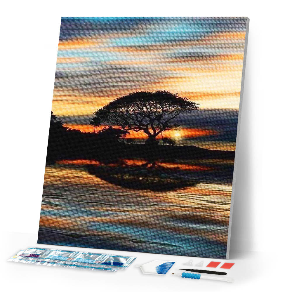 Diamond Painting | Diamond Painting - Sunset at waterfront | Diamond Painting Landscapes landscapes | FiguredArt