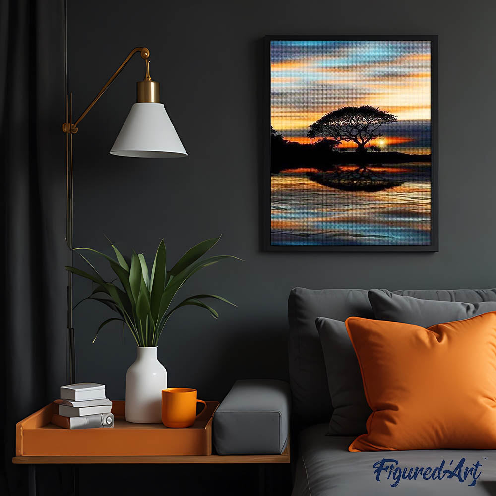 Diamond Painting - Sunset at waterfront