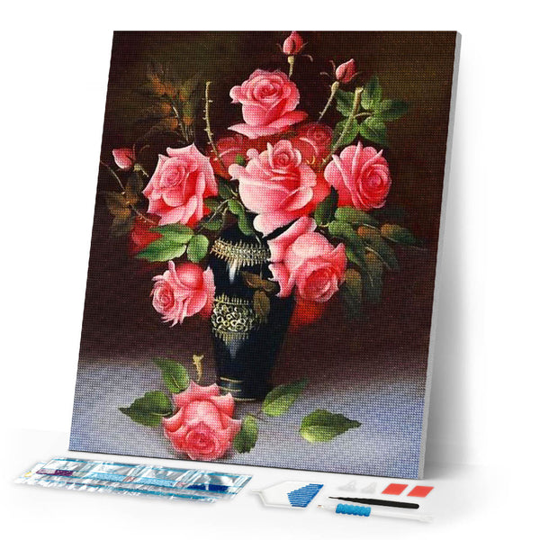 Diamond Painting | Diamond Painting - Rose Vase | Diamond Painting Flowers flowers | FiguredArt