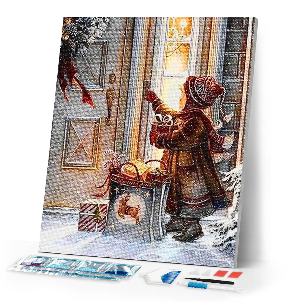Diamond Painting | Diamond Painting - Girl on Christmas night | christmas Diamond Painting Religion religion | FiguredArt