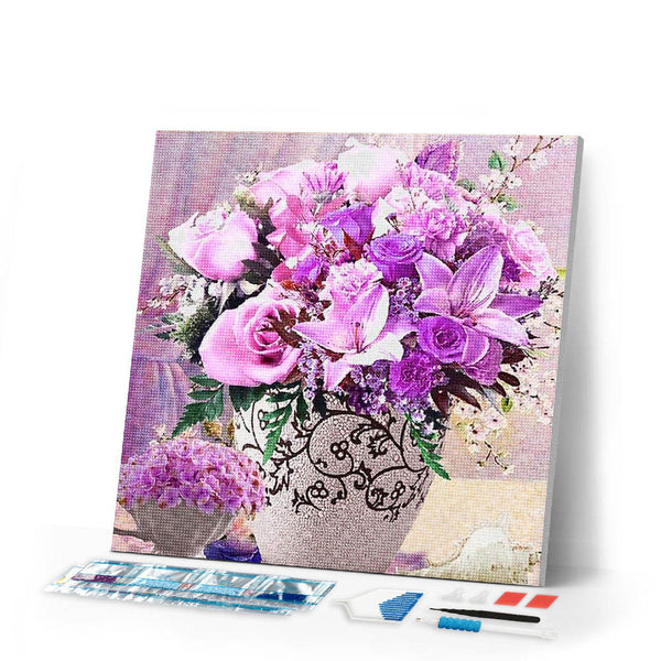 Diamond Painting | Diamond Painting - Purple Flowers | Diamond Painting Flowers flowers | FiguredArt
