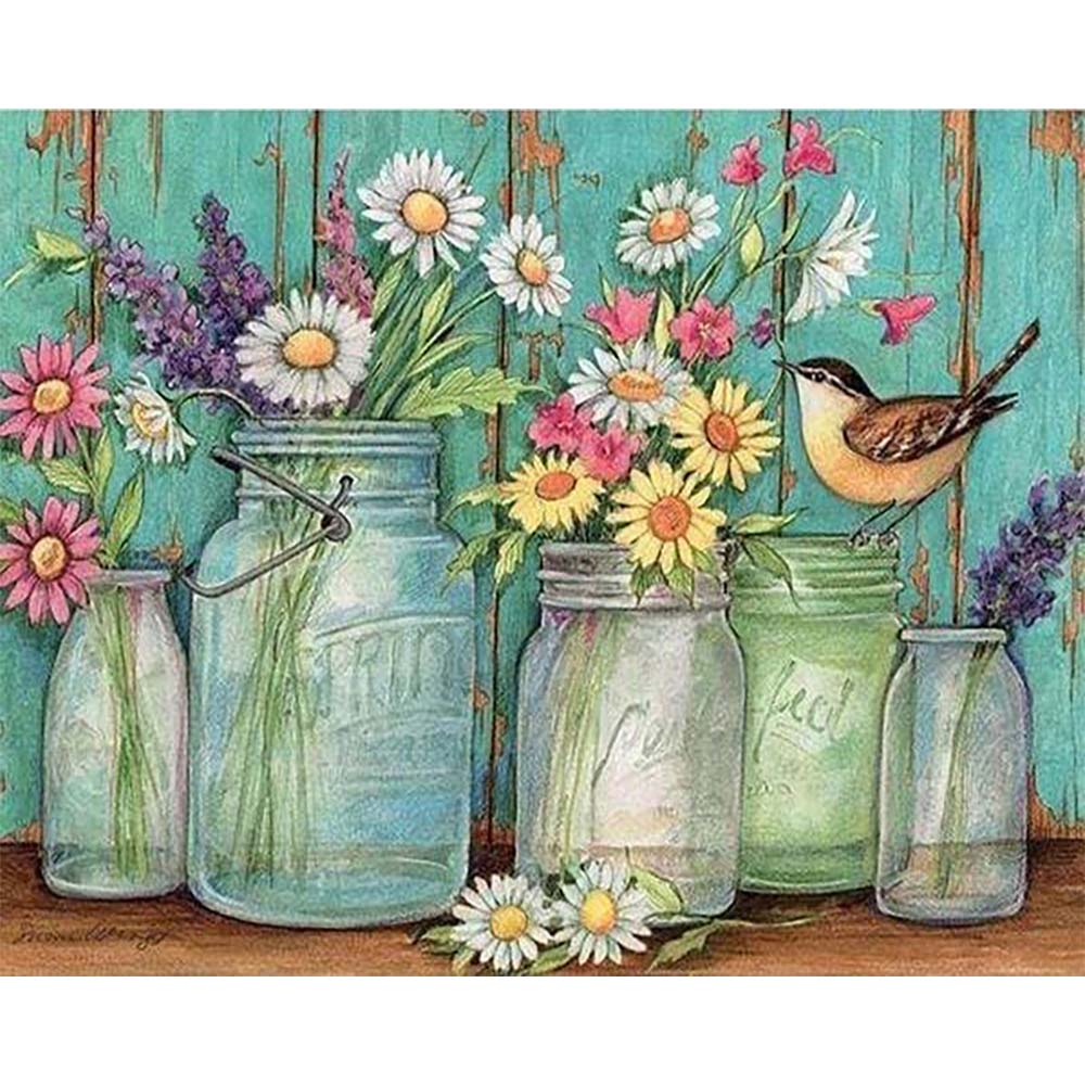 Diamond Painting - Vases and Bird