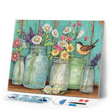 Diamond Painting | Diamond Painting - Vases and Bird | animals birds Diamond Painting Animals Diamond Painting kitchen kitchen | FiguredArt