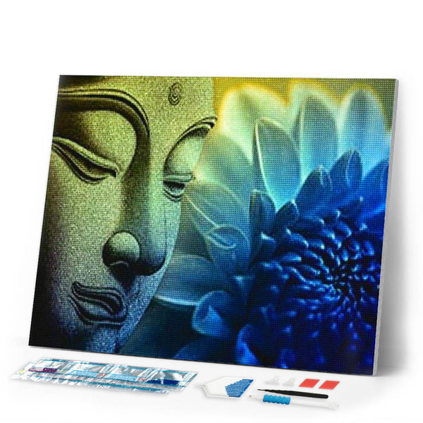 Diamond Painting | Diamond Painting - Buddha and Lotus | Diamond Painting Religion religion | FiguredArt