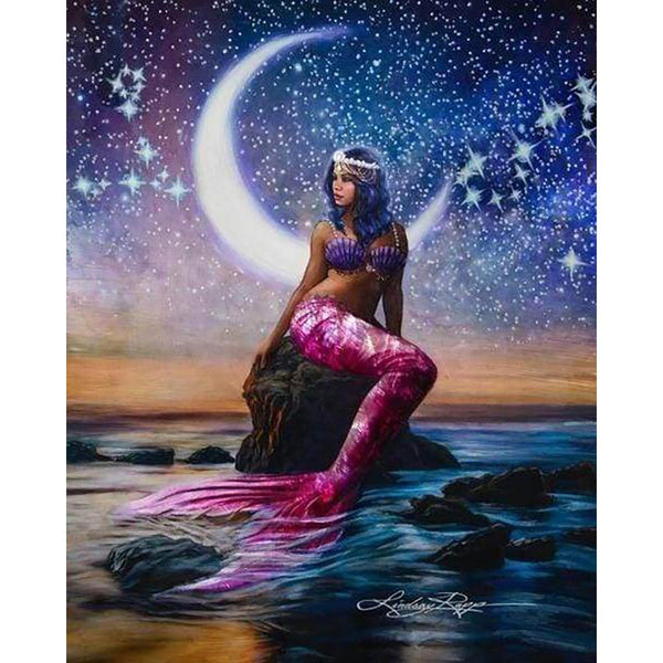 Diamond Painting - Mermaid and Crescent Moon