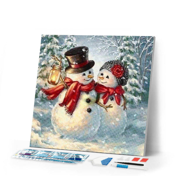 Diamond Painting | Diamond Painting - Snowmen | Diamond Painting Landscapes landscapes winter | FiguredArt