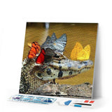 Diamond Painting | Diamond Painting - Crocodile and Butterflies | animals butterflies Diamond Painting Animals | FiguredArt
