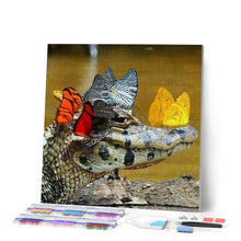 Load image into Gallery viewer, Diamond Painting - Crocodile and Butterflies