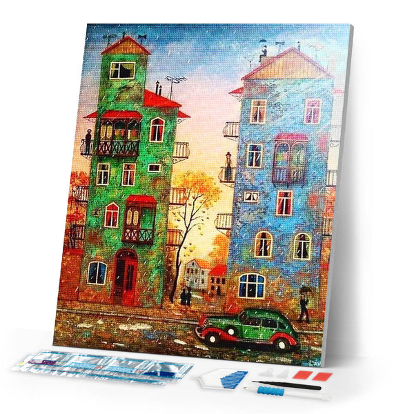 Diamond Painting | Diamond Painting - Neighbors Apartments | cities Diamond Painting Cities | FiguredArt