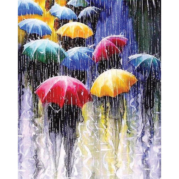 Diamond Painting - Umbrellas in the Rain