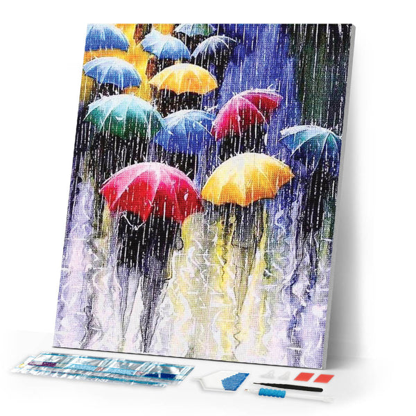 Diamond Painting | Diamond Painting - Umbrellas in the Rain | Diamond Painting Romance romance | FiguredArt