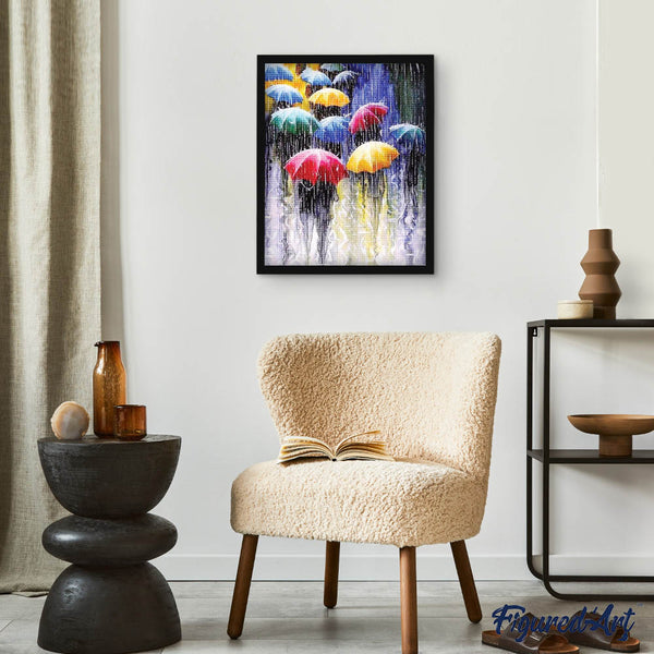 Diamond Painting - Umbrellas in the Rain