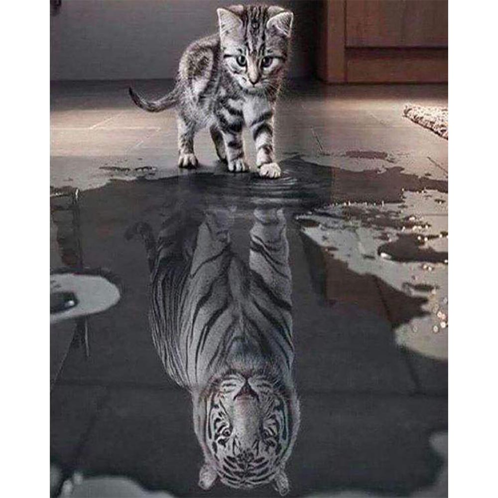 Diamond Painting - Reflective Tiger and Lion