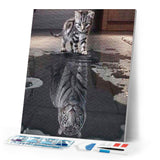 Diamond Painting | Diamond Painting - Reflective Tiger and Lion | animals Diamond Painting Animals lions tigers | FiguredArt