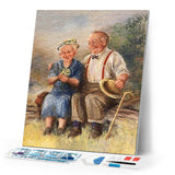 Diamond Painting | Diamond Painting - Couple on a Bench | Diamond Painting Romance romance | FiguredArt