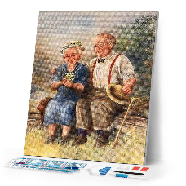 Diamond Painting | Diamond Painting - Couple on a Bench | Diamond Painting Romance romance | FiguredArt