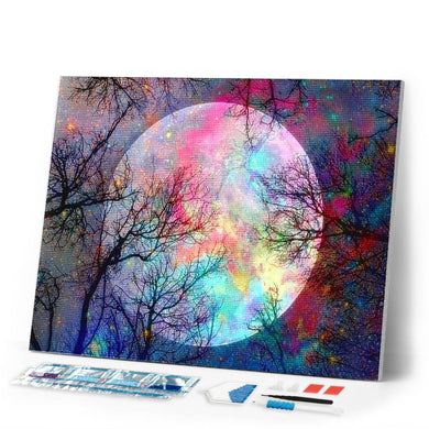 Diamond Painting | Diamond Painting - Full Moon Colorful | Diamond Painting Landscapes landscapes | FiguredArt