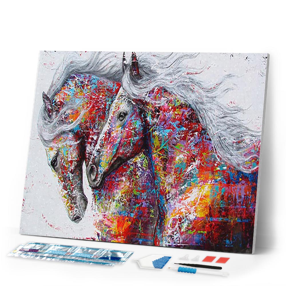 Diamond Painting | Diamond Painting - Horses Couple | Diamond Painting Landscapes horses landscapes | FiguredArt