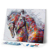 Diamond Painting | Diamond Painting - Horses Couple | Diamond Painting Landscapes horses landscapes | FiguredArt