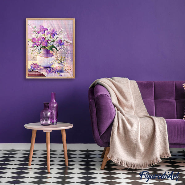 Diamond Painting - Beautiful bouquet of purple flowers