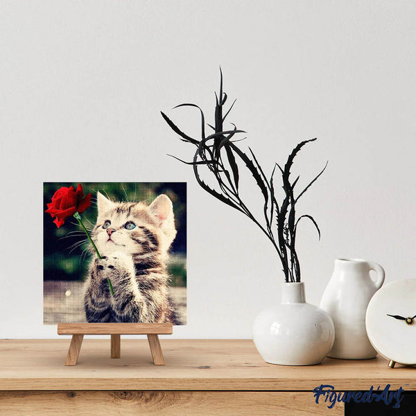 Diamond Painting - Cat with Rose