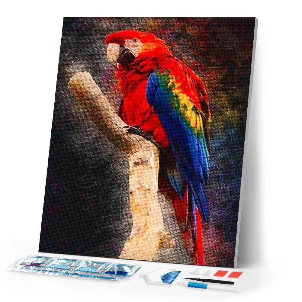 Diamond Painting | Diamond Painting - Red Parrot | animals birds Diamond Painting Animals parrots | FiguredArt