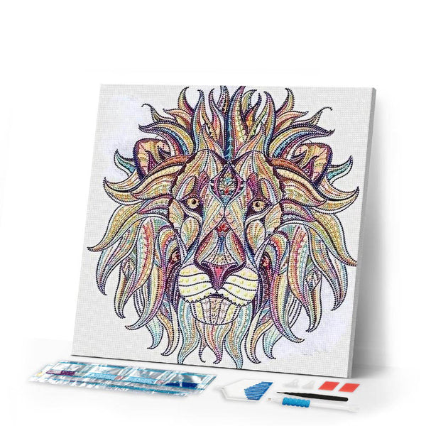 Diamond Painting | Diamond Painting - Abstract Lion | animals Diamond Painting Animals lions | FiguredArt