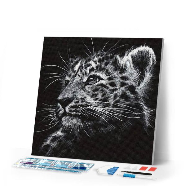 Diamond Painting | Diamond Painting - Black and white Leopard | animals Diamond Painting Animals leopards | FiguredArt
