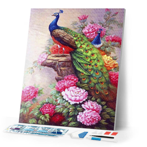 Diamond Painting - Peacocks and flowers