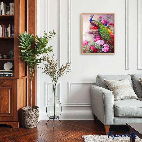 Diamond Painting - Peacocks and flowers
